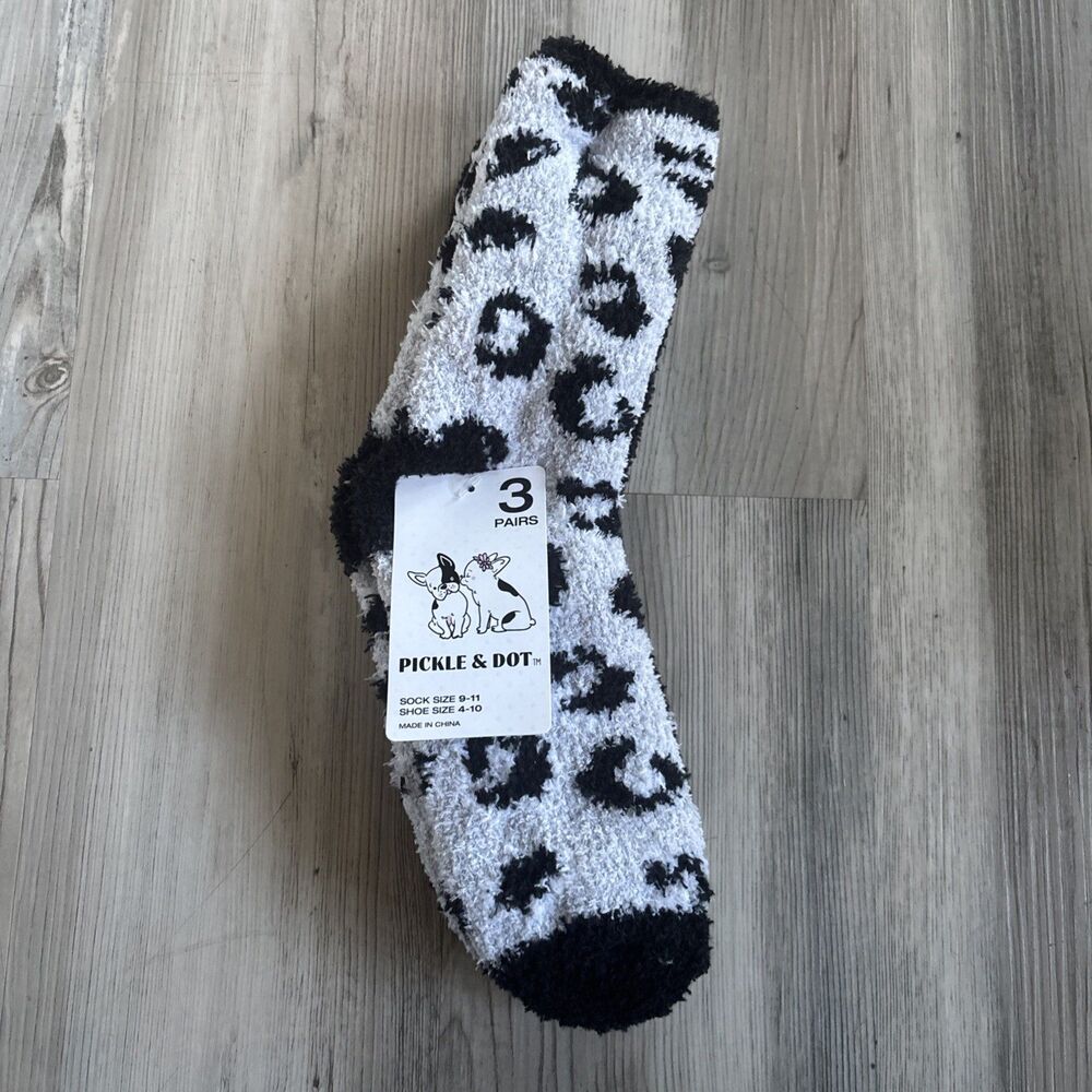 NWT Pickle & Dot Cozy Plush Fuzzy Warm  Socks Three Pairs Size Womens 9-11
